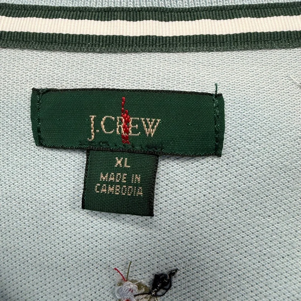 J.Crew Oarsman Polo Shirt Mens XL Light Blue Martini Olive Embroidered Pique Top